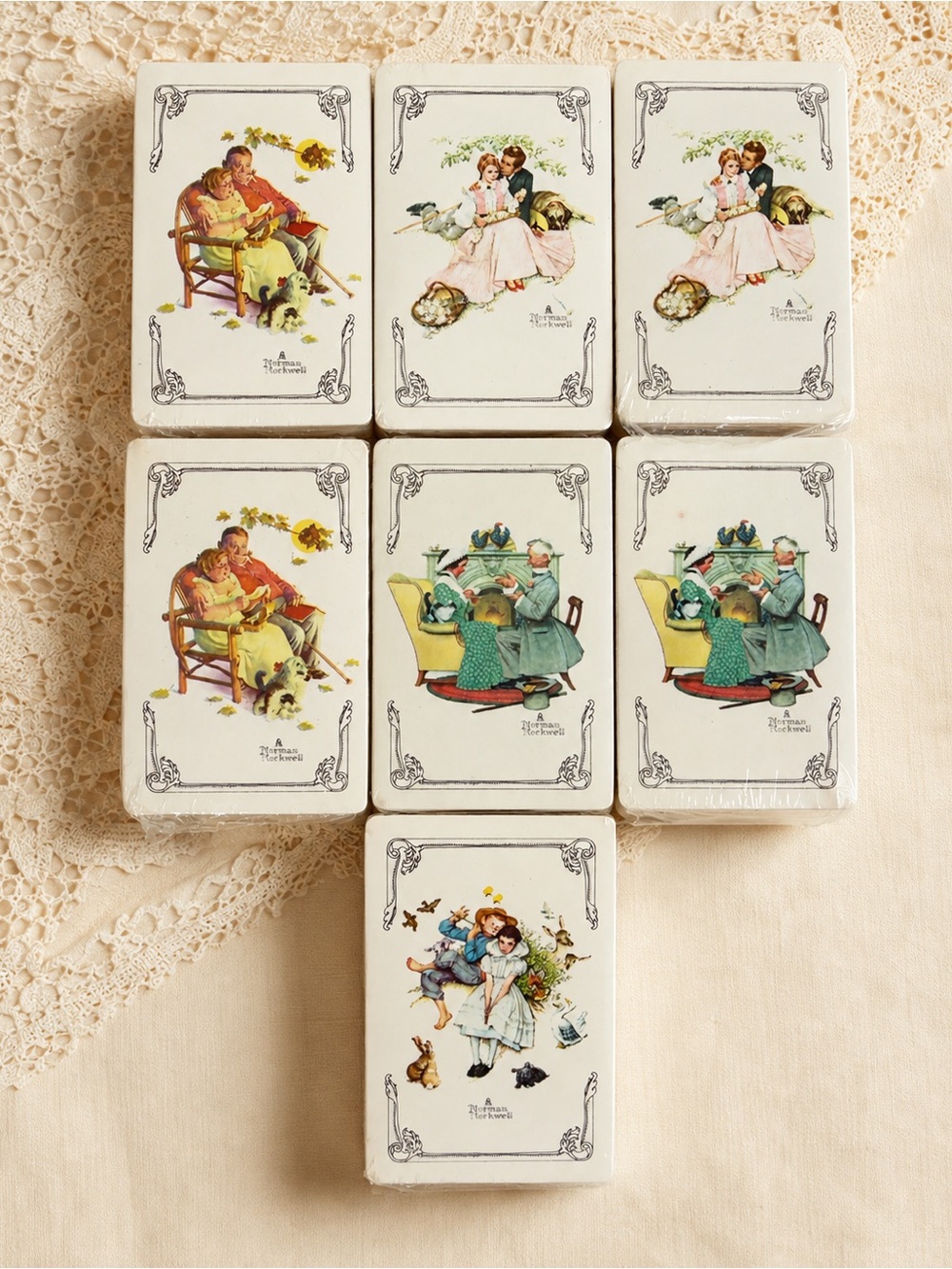 Lot of 7 Norman Rockwell Playing Card Decks, all sealed